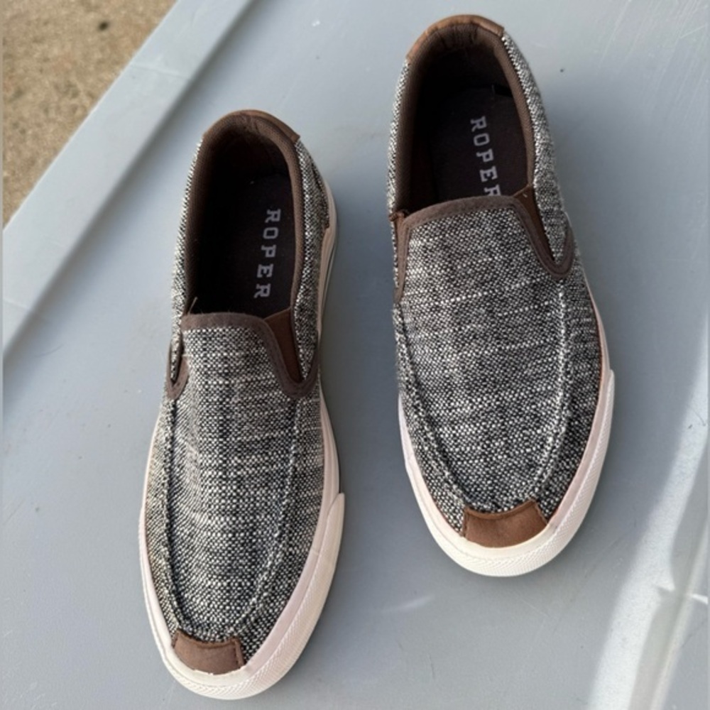 ⛵️Roper Angel Fire Brown Tweed Slip-On Loafer Sneakers Comfort Shoes